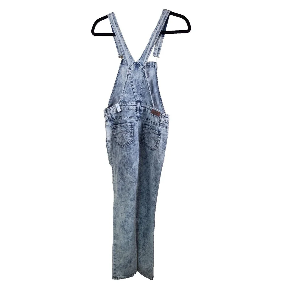 Justice Girls Size 12 Acid Wash Denim Distressed Overalls NWT Blue Pockets
